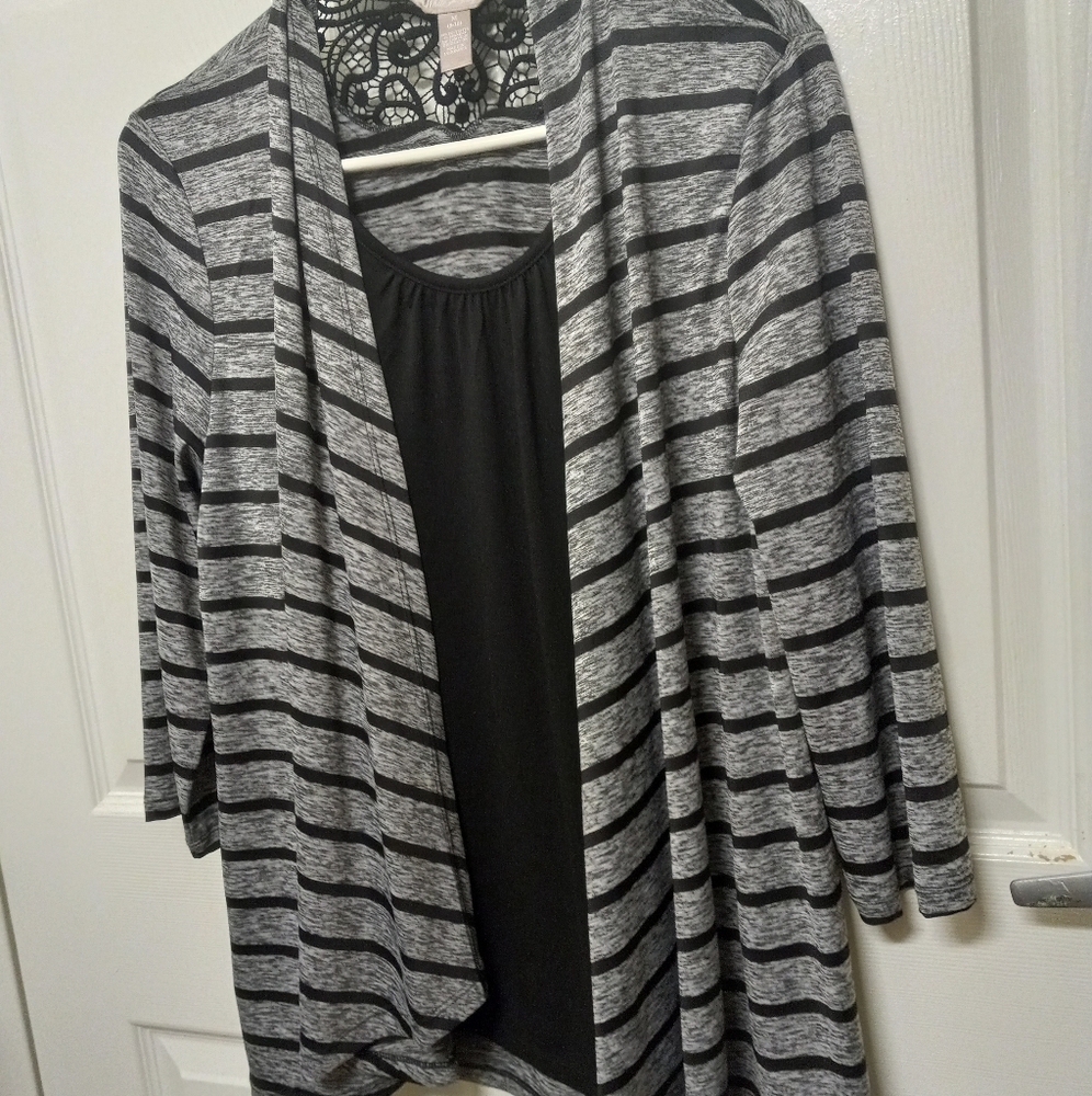 Ladies black & grey striped top